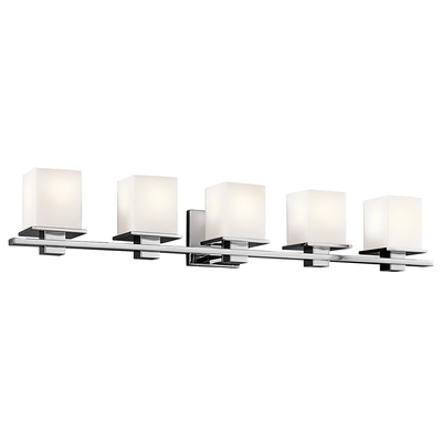 Kichler 45193CH Tully 40.25" 5 Light Vanity Light with Satin Etched Cased Opal Glass Chrome in Chrome